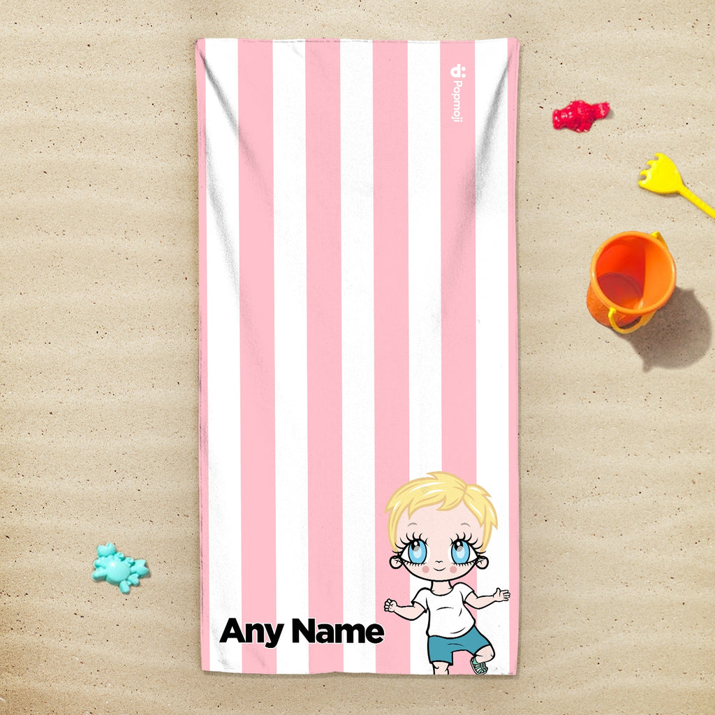 Early Years Personalized Light Pink Stripe Beach Towel - Image 3