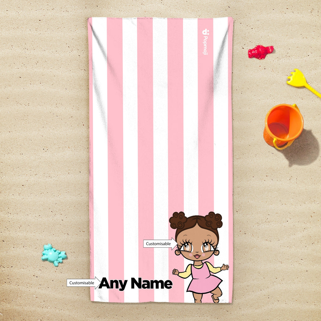 Early Years Personalized Light Pink Stripe Beach Towel - Image 4