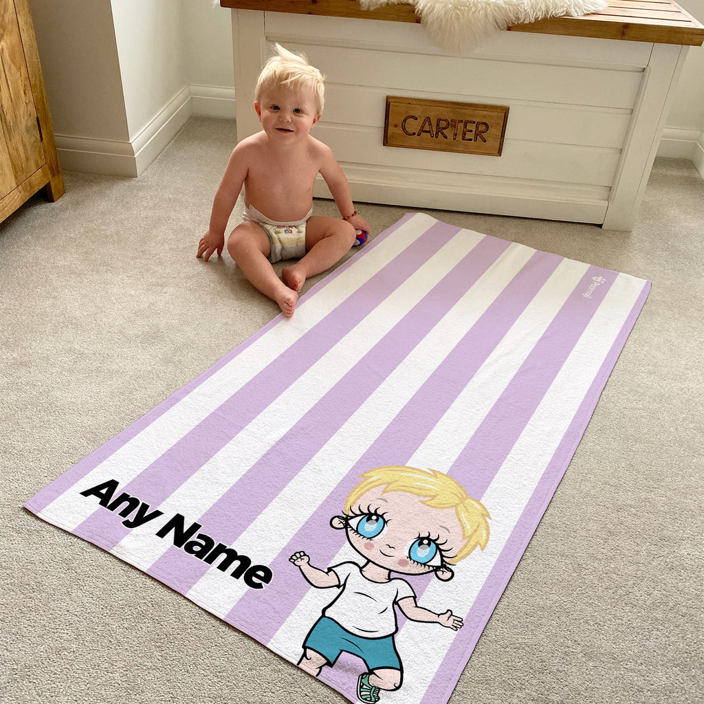 Early Years Personalized Lilac Stripe Beach Towel - Image 2