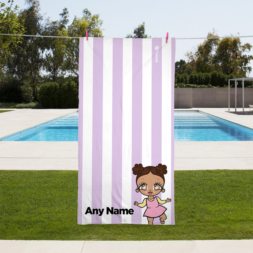 Early Years Personalized Lilac Stripe Beach Towel - Image 1