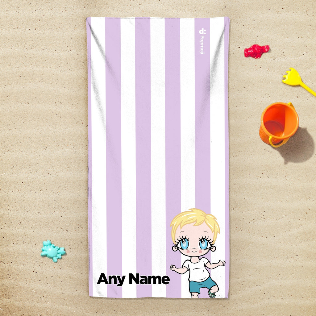 Early Years Personalized Lilac Stripe Beach Towel - Image 3