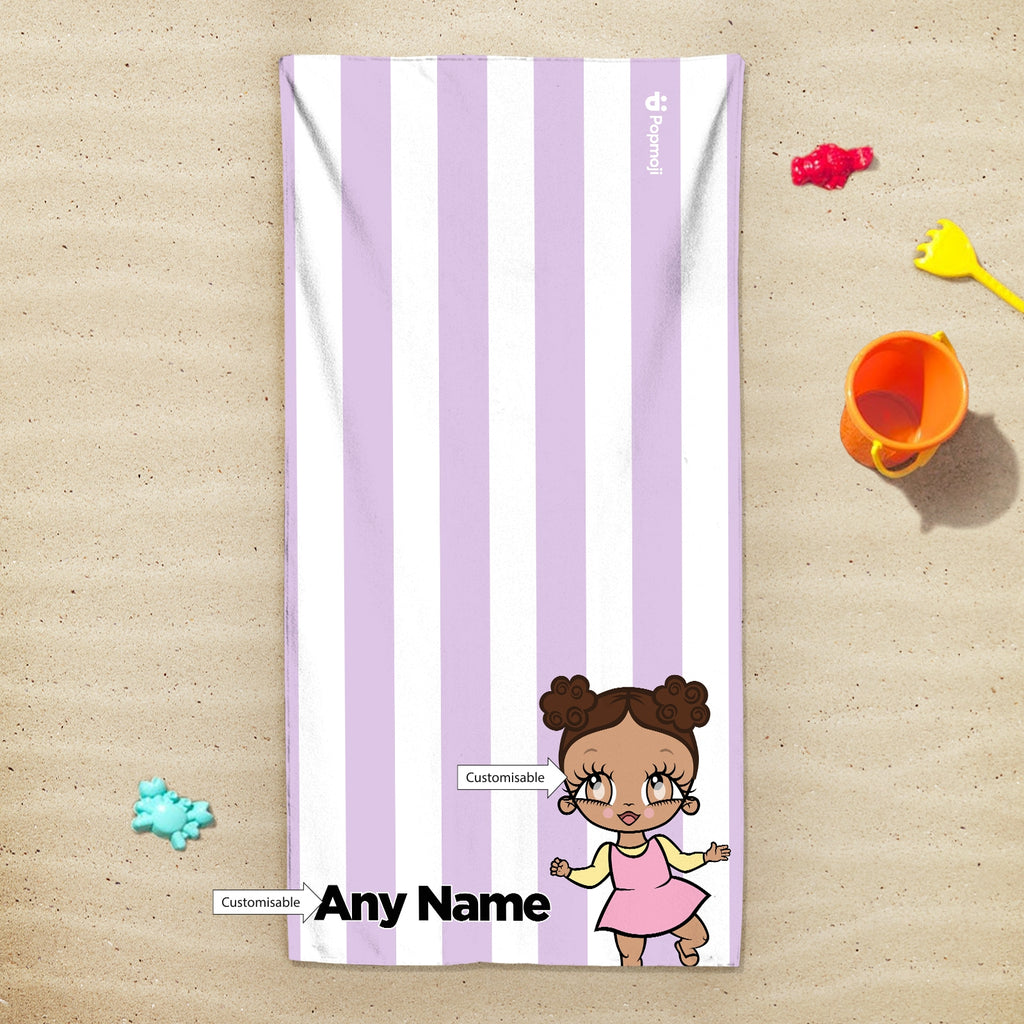 Early Years Personalized Lilac Stripe Beach Towel - Image 4