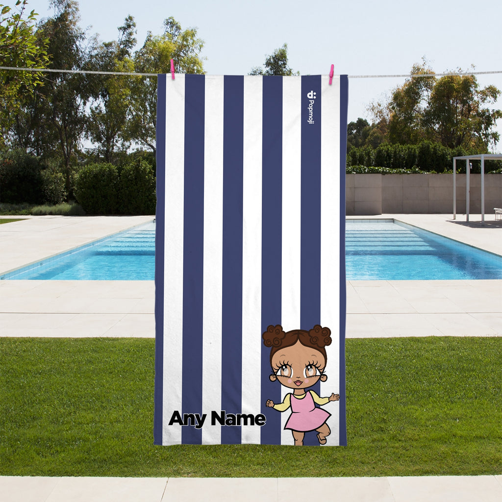 Early Years Personalized Navy Stripe Beach Towel - Image 2