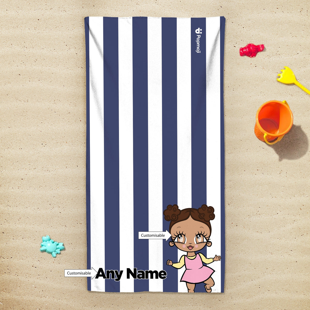 Early Years Personalized Navy Stripe Beach Towel - Image 4