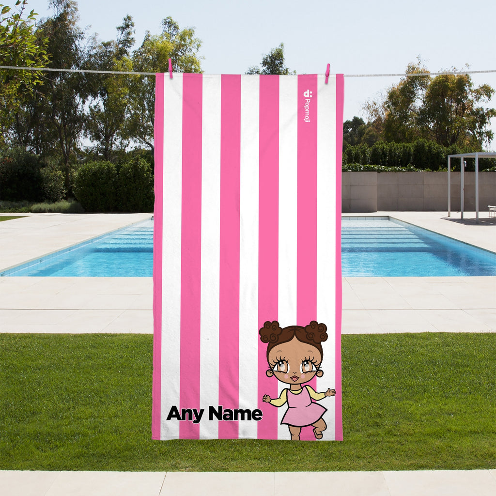 Early Years Personalized Pink Stripe Beach Towel - Image 1