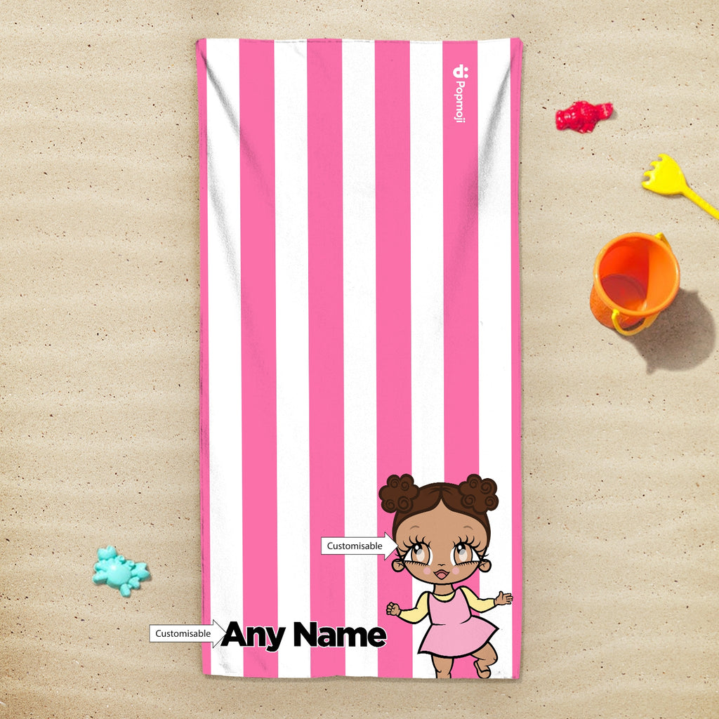 Early Years Personalized Pink Stripe Beach Towel - Image 2