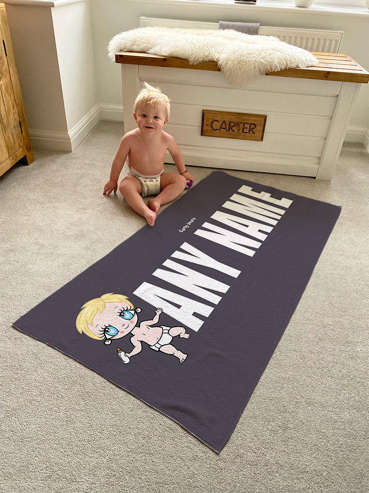 Babies Grey Bold Name Beach Towel - Image 2