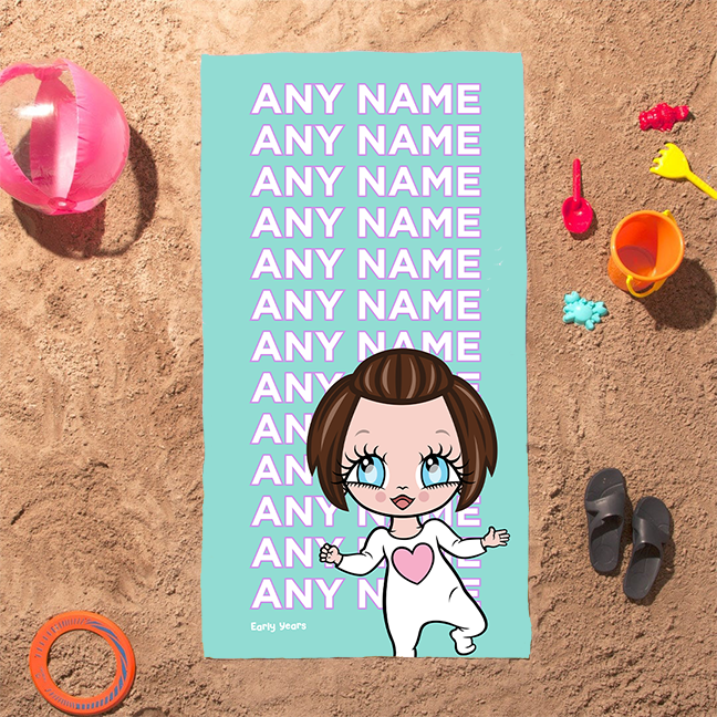 Babies Turquoise Multiple Name Beach Towel - Image 1