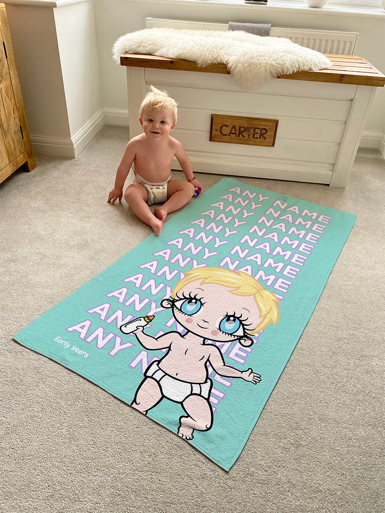 Babies Turquoise Multiple Name Beach Towel - Image 2
