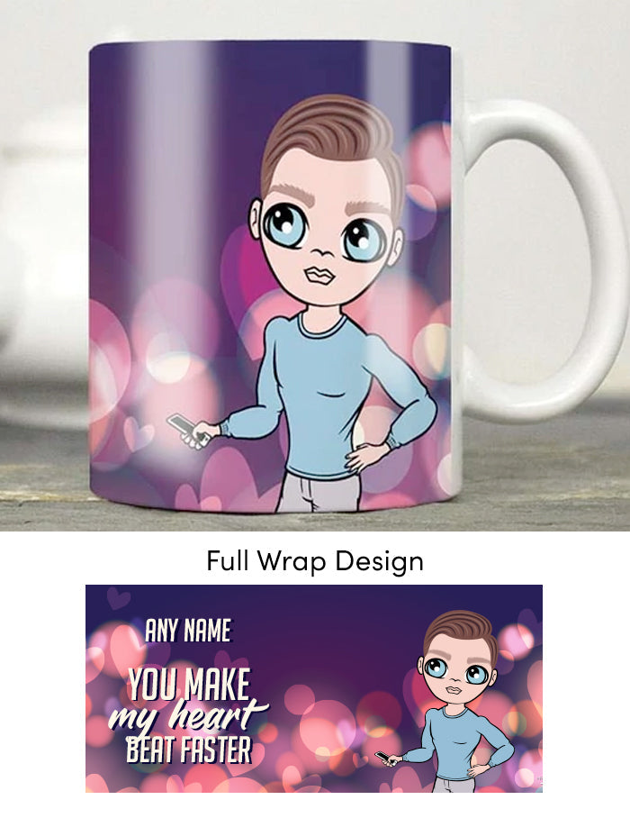 Mens Personalized Blured Hearts Mug