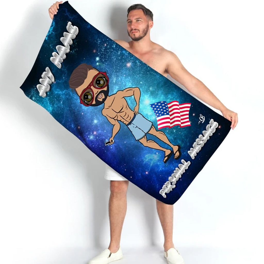Mens Personalized Universe Beach Towel