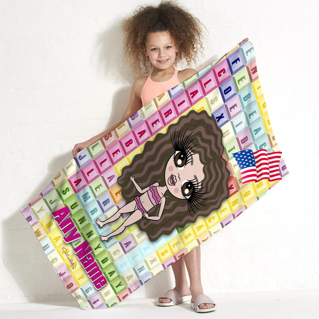 ClaireaBella Girls Word Search Beach Towel