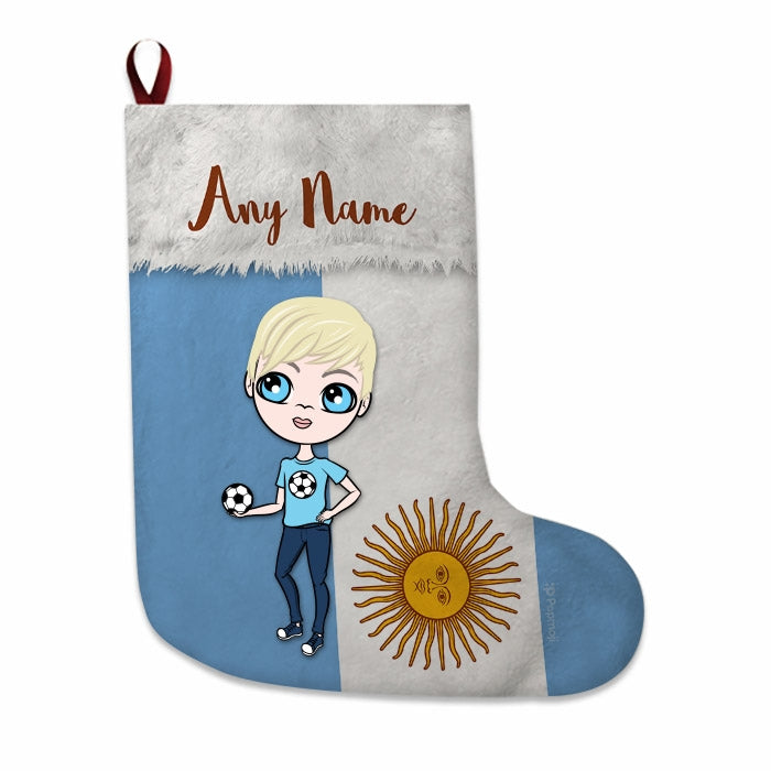 Boys Personalized Christmas Stocking - Argentinian Flag - Image 2