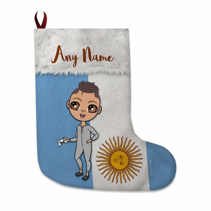 Boys Personalized Christmas Stocking - Argentinian Flag - Image 3