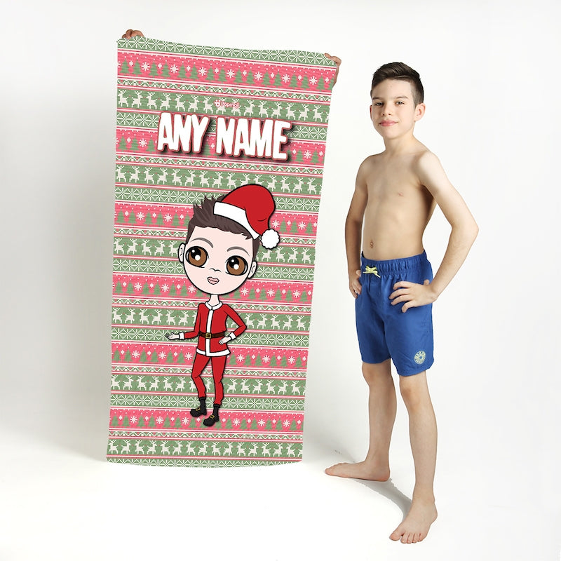 Jnr Boys Christmas Jumper Beach Towel - Image 2