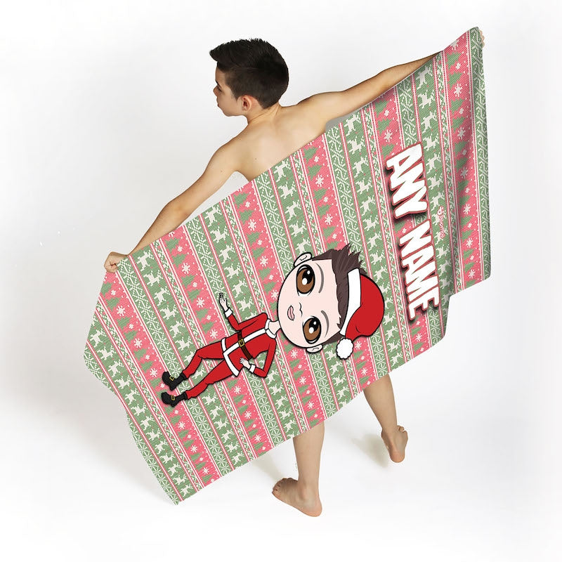 Jnr Boys Christmas Jumper Beach Towel - Image 1