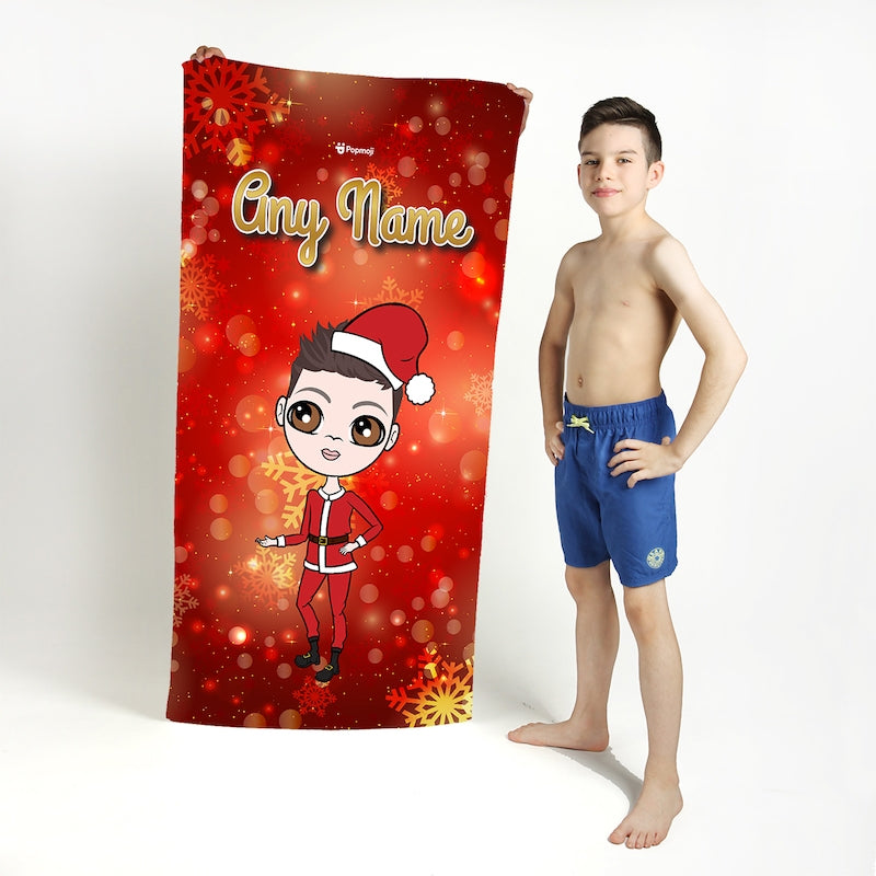 Jnr Boys Festive Sparkle Beach Towel - Image 1