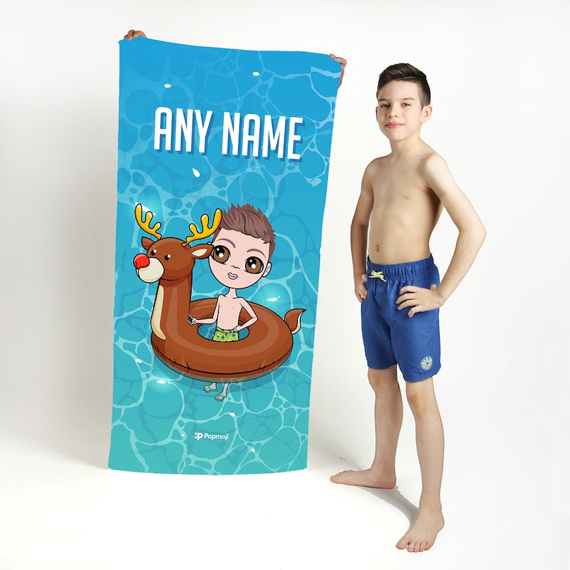 Jnr Boys Inflatable Reindeer Beach Towel - Image 1