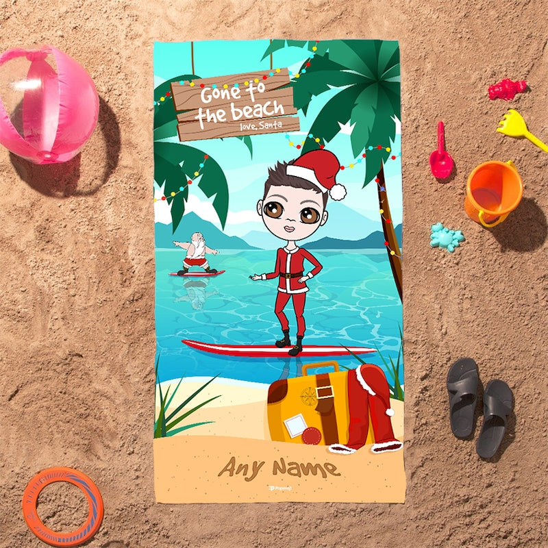 Jnr Boys Surfing Santa Beach Towel - Image 2