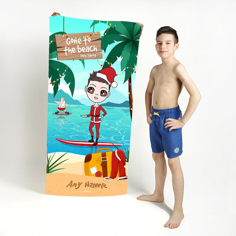 Jnr Boys Surfing Santa Beach Towel - Image 4