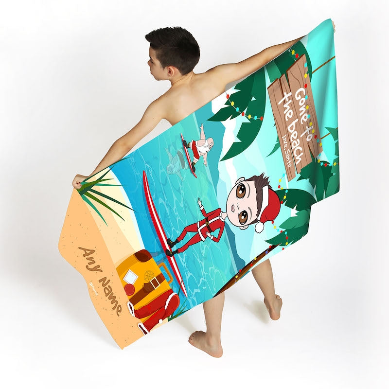 Jnr Boys Surfing Santa Beach Towel - Image 1