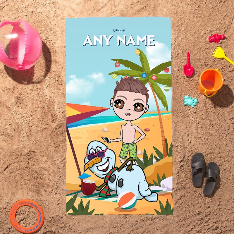 Jnr Boys Tropical Snowman Beach Towel - Image 3