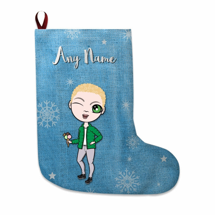 Boys Personalized Christmas Stocking - Blue Jute - Image 3