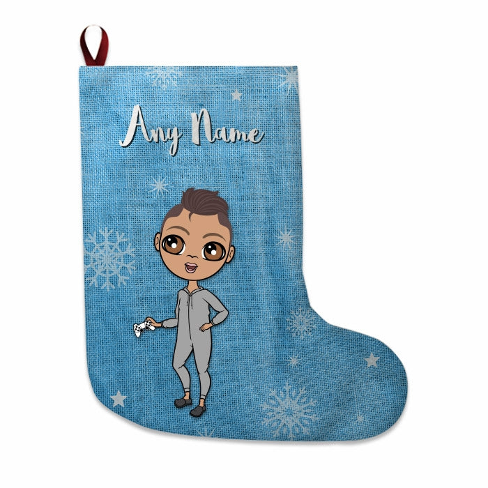 Boys Personalized Christmas Stocking - Blue Jute - Image 1