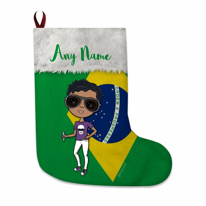 Boys Personalized Christmas Stocking - Brazilian Flag - Image 2