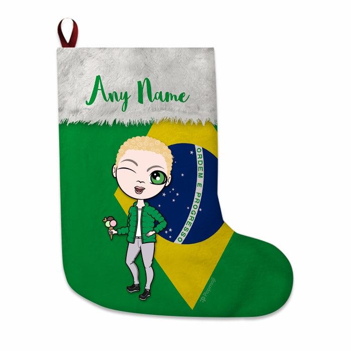 Boys Personalized Christmas Stocking - Brazilian Flag - Image 4