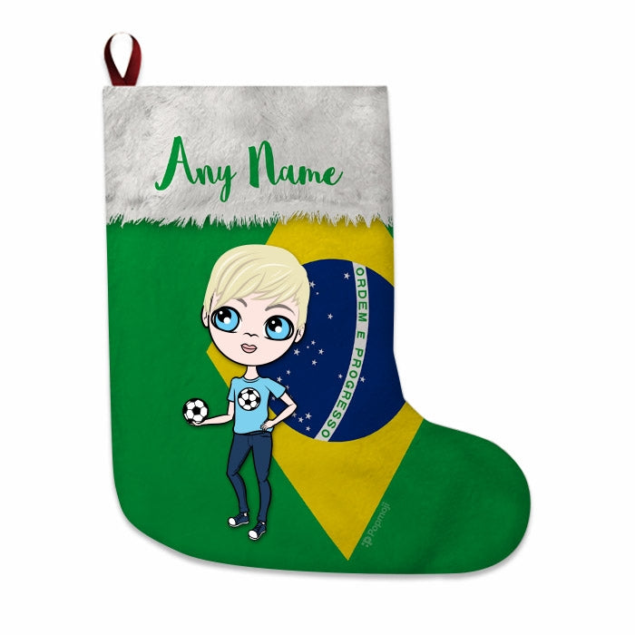 Boys Personalized Christmas Stocking - Brazilian Flag - Image 3