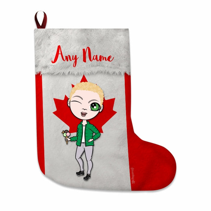 Boys Personalized Christmas Stocking - Canadian Flag - Image 1