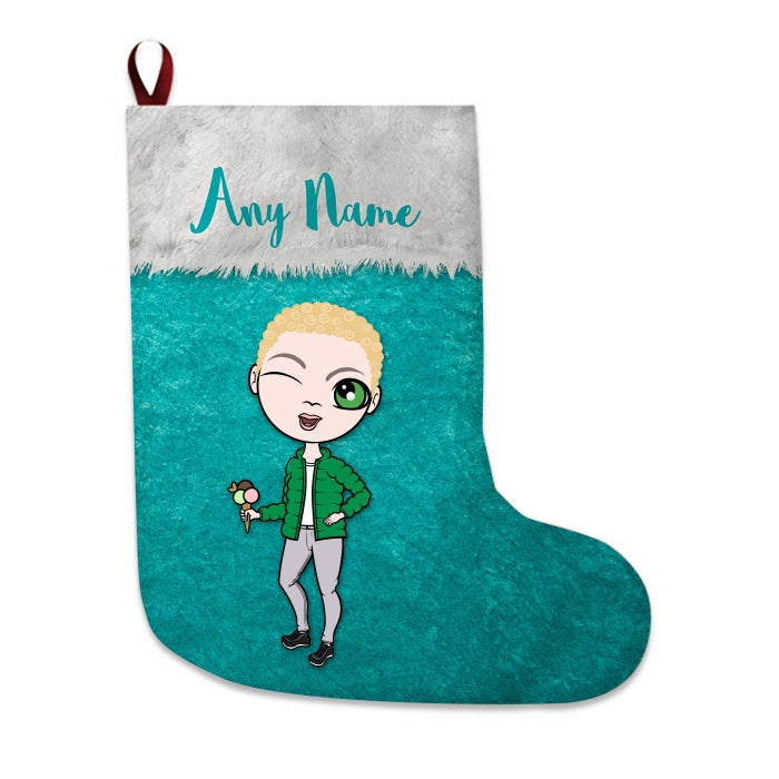 Boys Personalized Christmas Stocking - Classic Light Blue - Image 1