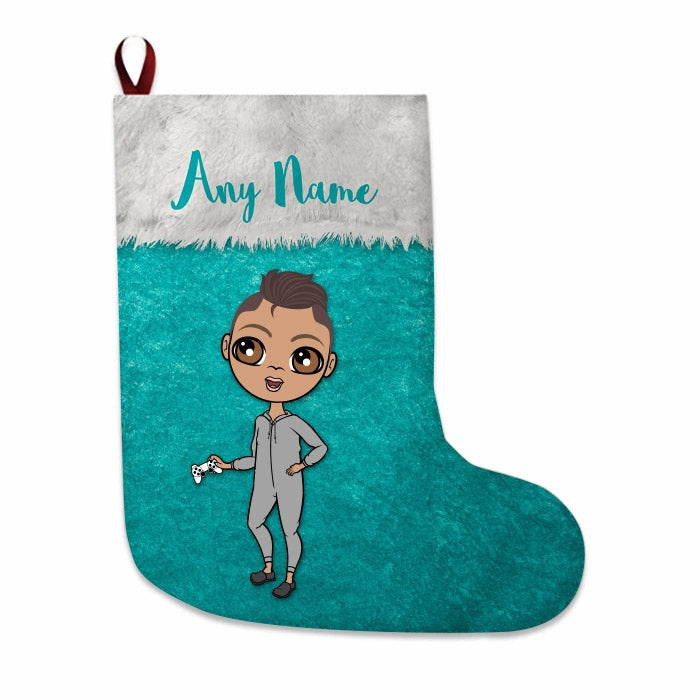 Boys Personalized Christmas Stocking - Classic Light Blue - Image 3