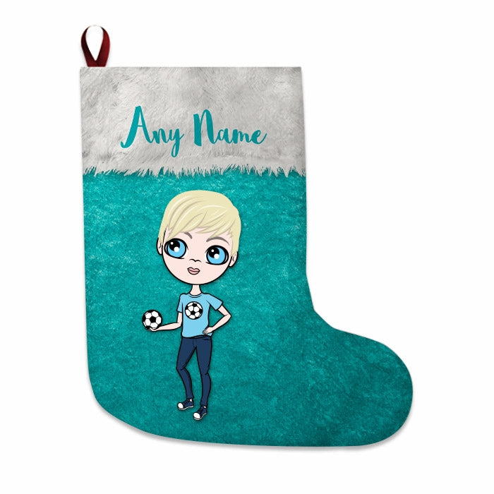 Boys Personalized Christmas Stocking - Classic Light Blue - Image 4