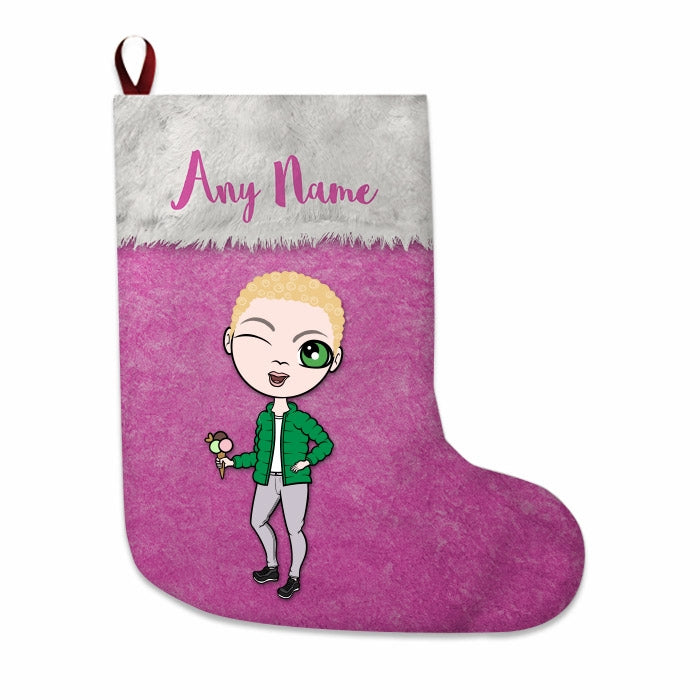 Boys Personalized Christmas Stocking - Classic Pink - Image 3