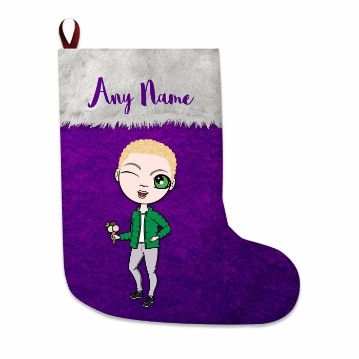 Boys Personalized Christmas Stocking - Classic Purple - Image 4