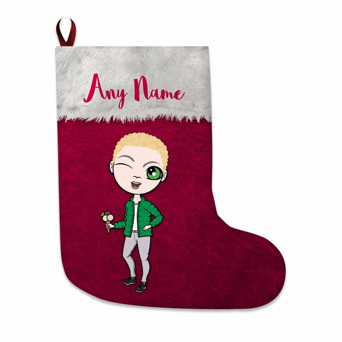 Boys Personalized Christmas Stocking - Classic Red - Image 3