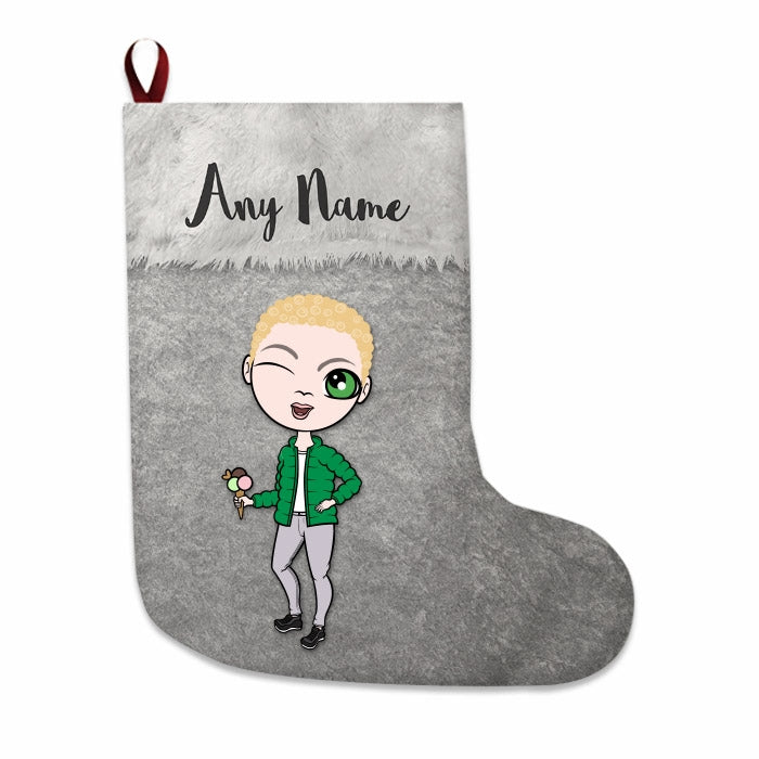 Boys Personalized Christmas Stocking - Classic Silver - Image 1