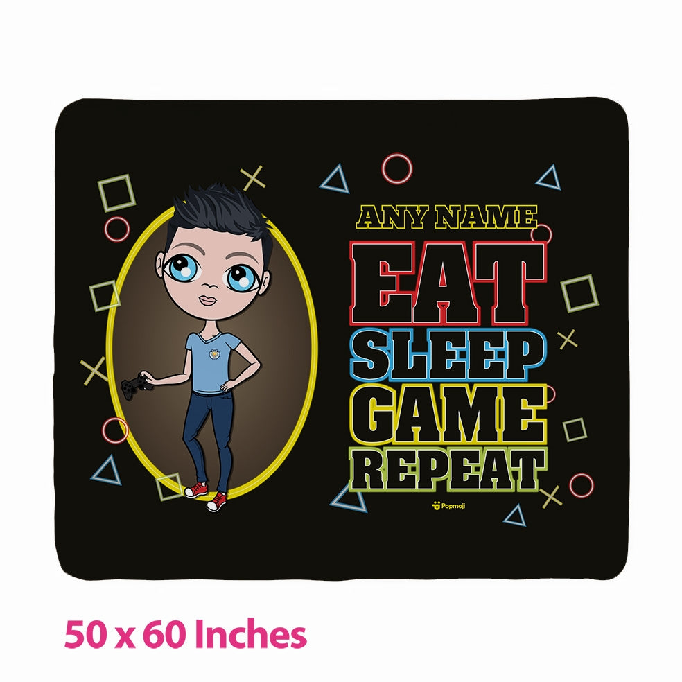 Boys Eat Sleep Game Repeat Fleece Blanket - Image 3
