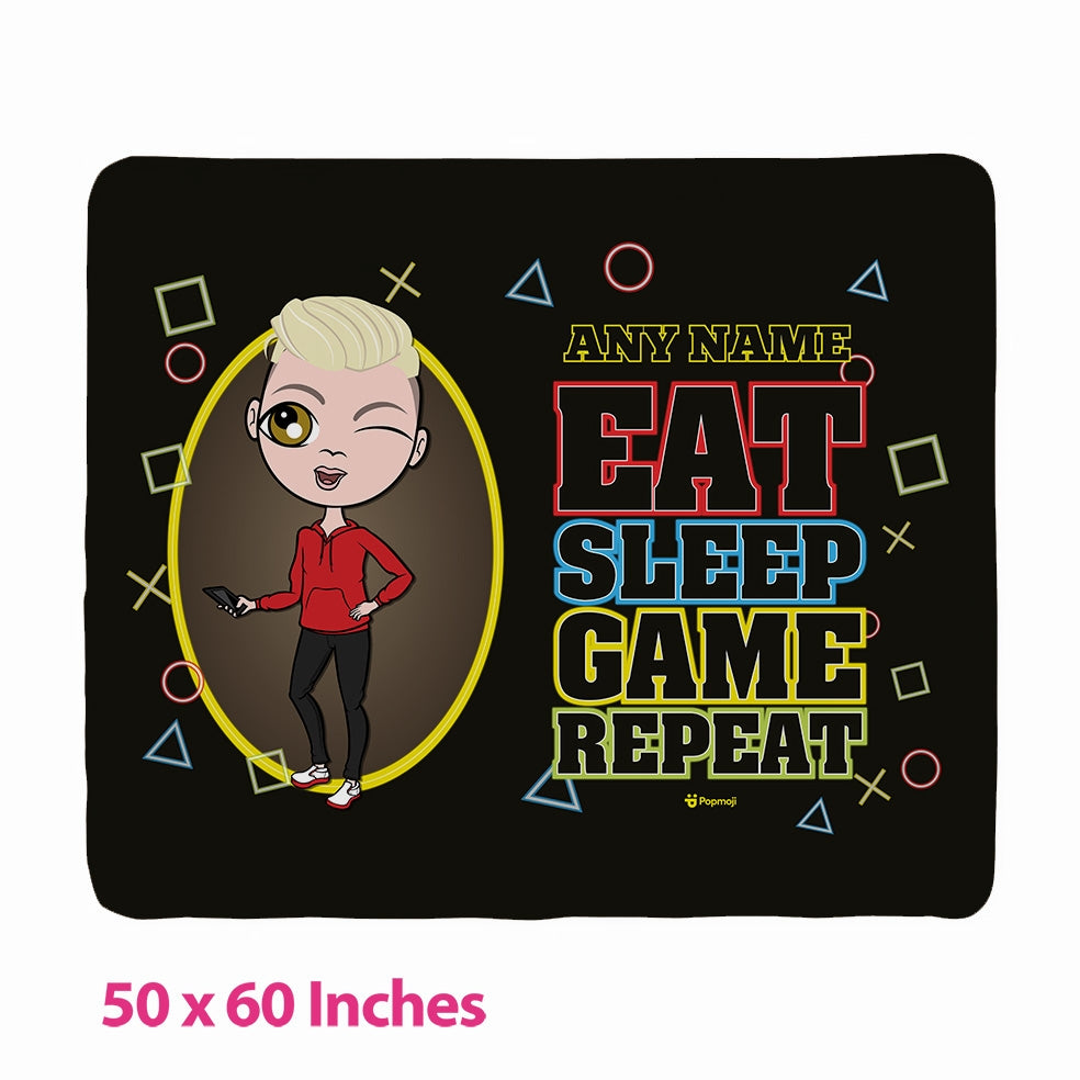 Boys Eat Sleep Game Repeat Fleece Blanket - Image 2