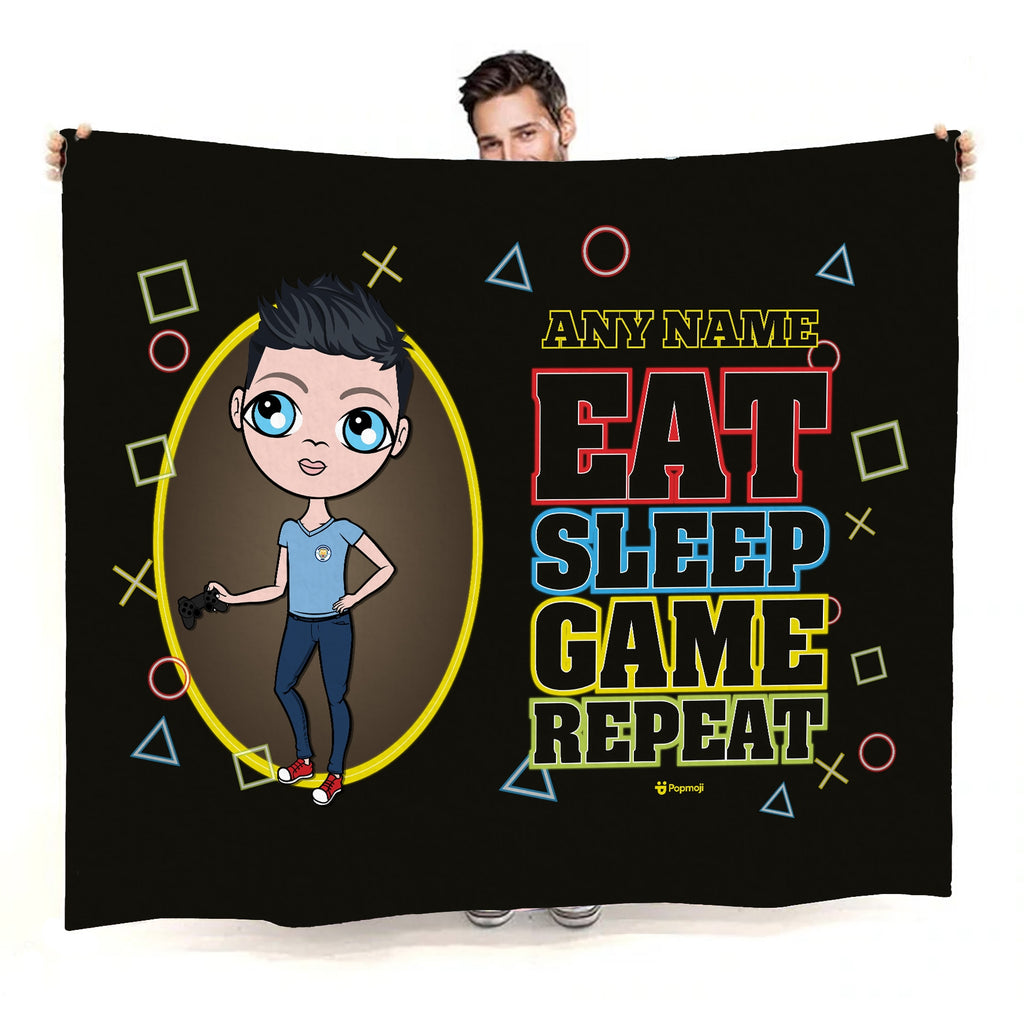 Boys Eat Sleep Game Repeat Fleece Blanket - Image 4
