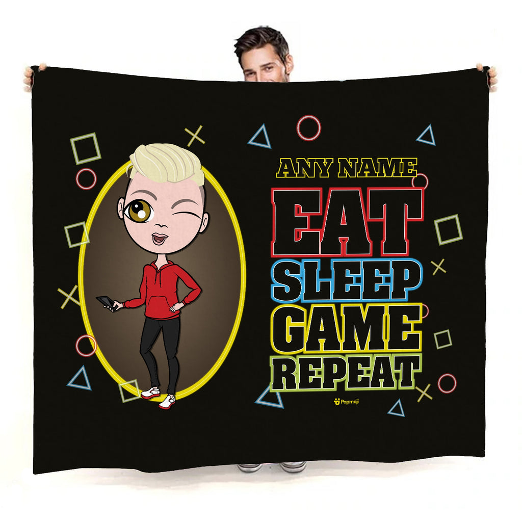 Boys Eat Sleep Game Repeat Fleece Blanket - Image 1