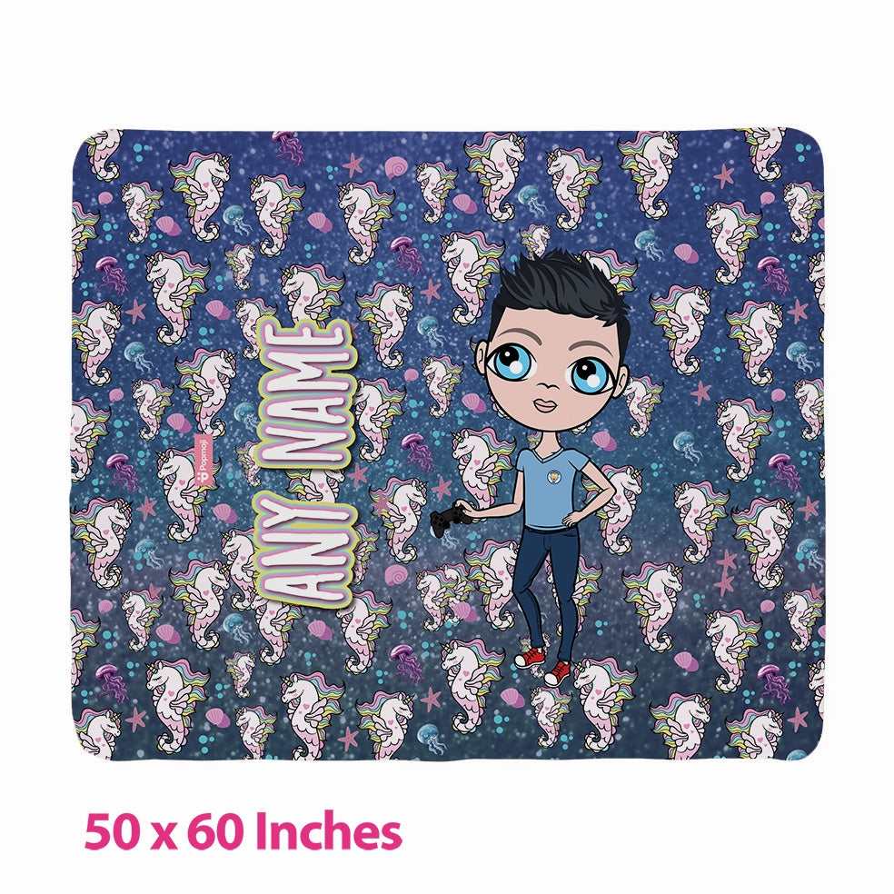 Boys Seahorses Fleece Blanket - Image 2