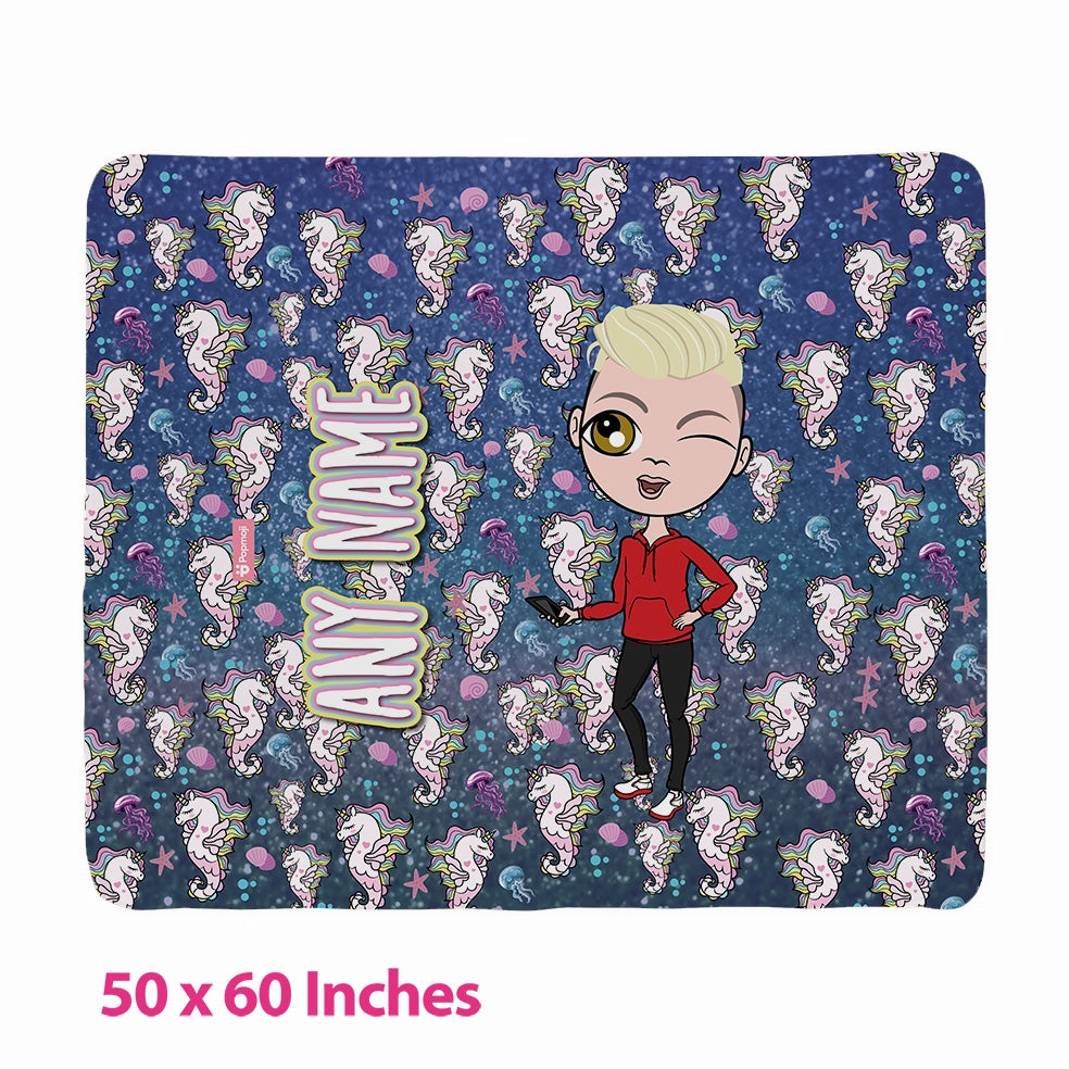 Boys Seahorses Fleece Blanket - Image 3