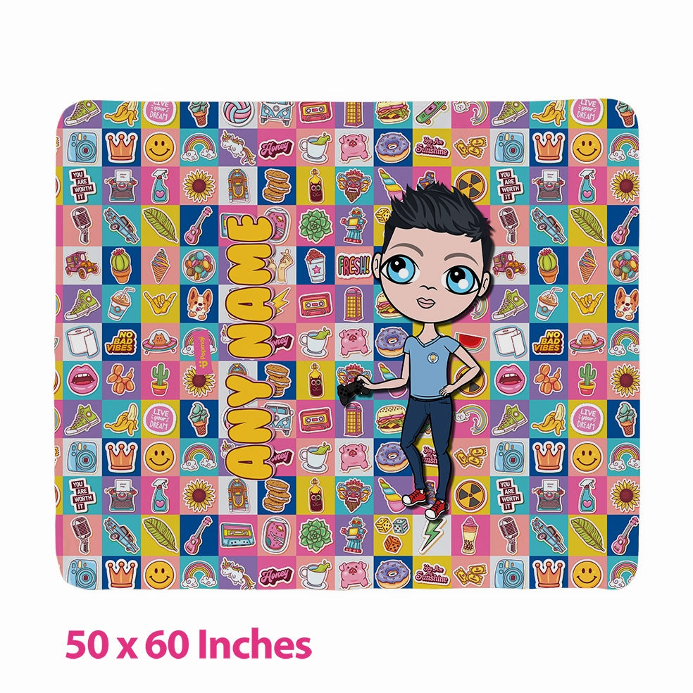 Boys Stickers Fleece Blanket - Image 2