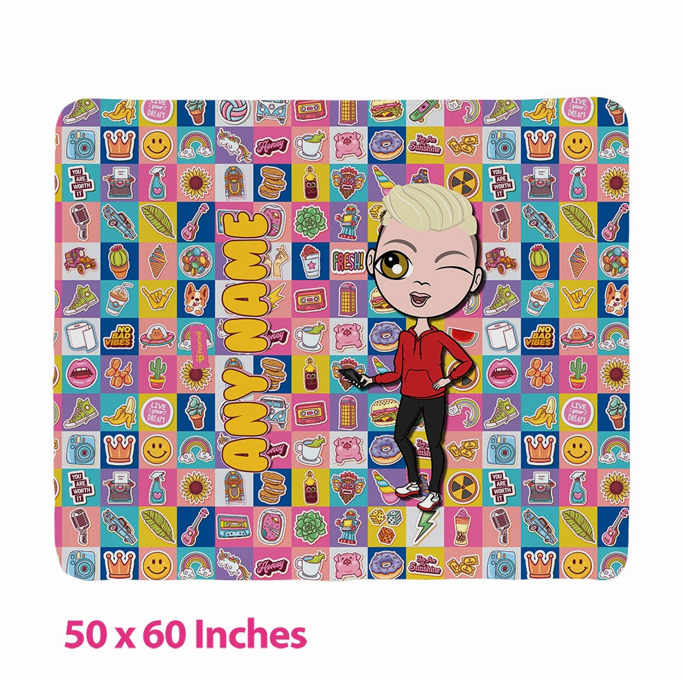 Boys Stickers Fleece Blanket - Image 3