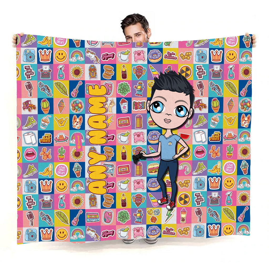 Boys Stickers Fleece Blanket - Image 1