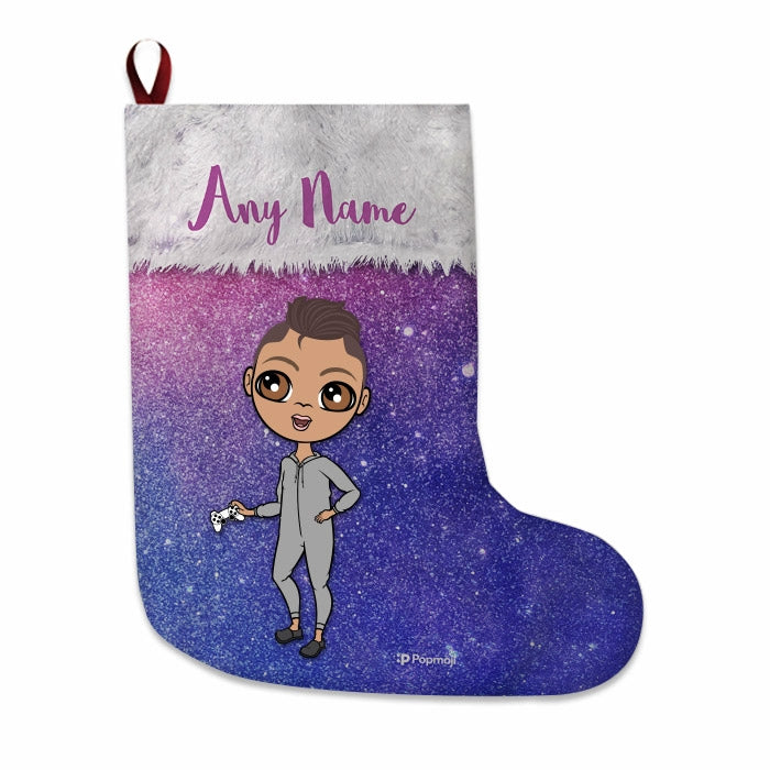 Boys Personalized Christmas Stocking - Galaxy Glitter - Image 4