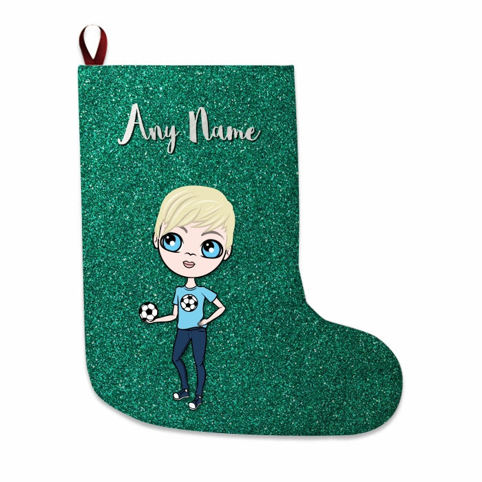 Boys Personalized Christmas Stocking - Green Glitter - Image 2